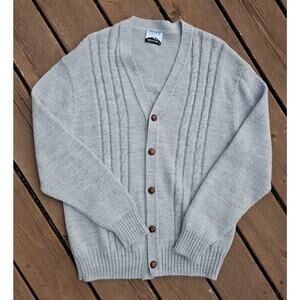 Iron Mountain Clothing Vintage Cardigan Knit Sweater Gray Button Womens XL